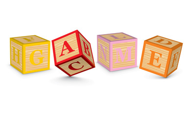 Word GAME written with alphabet blocks