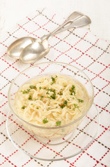 instant noodles in a glass bowl