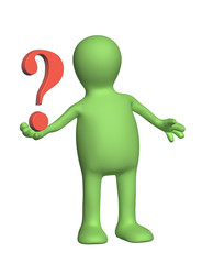 3d puppet with question mark