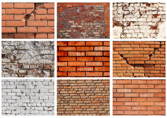 Set textures of brick walls