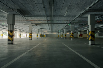 Empty underground parking as a background with copy space