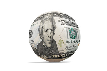 Soccer balls with twenty dollar note - verso