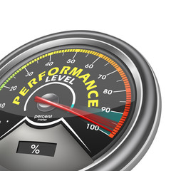 performance level conceptual meter indicate hundred percent