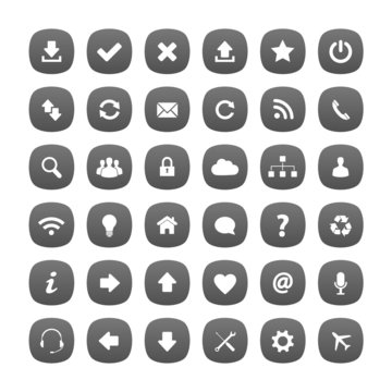 Grey rounded square icons
