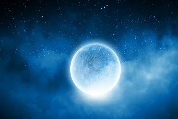Papier Peint photo Lavable Pleine lune Blue moon