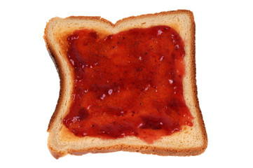 Confiture de fraise sur du pain de mie toasté