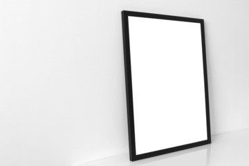 Black empty frame with shadows in side view