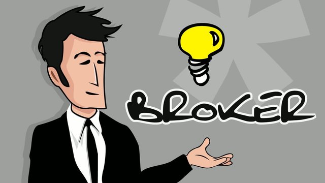 Broker consulting agent reselling middleman cartoon
