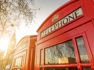 Telephone boxes and the Clock Tower in London