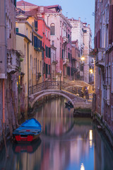 Fototapeta na wymiar Venice - Canal in morning from Ponte del Fontego bridge