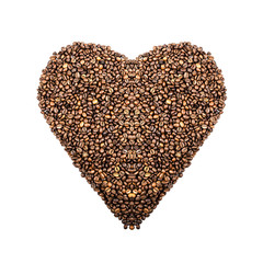 Coffee background  in the shape of heart