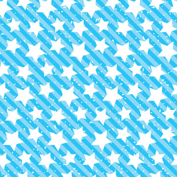 Seamless grunge star texture. Blue background.