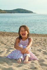 young girl on a sea, relax