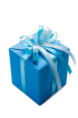Blue gift box isolated on white