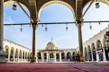 The Interior of the mosque of AMR Ibn Al-Aasa in Cairo