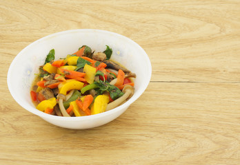 Vegetarian food on table