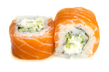 Sushi roll isolated on white backgroundю Macro.