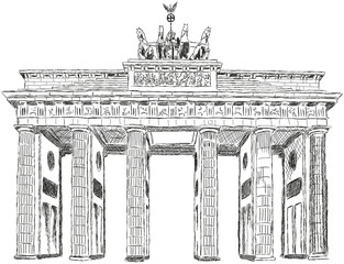 Fototapeta premium Berlin Brandenburger Tor Zeichnung Illustration