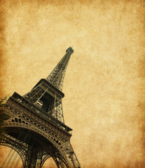 Fototapeta na wymiar Eiffel Tower, Paris, France. Added paper texture.