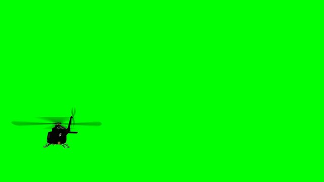 FBI Helicopter Bell UH fly by- green screen