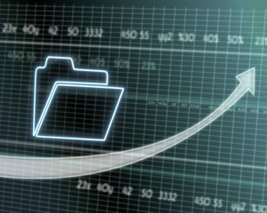 folder symbol on stock market graph