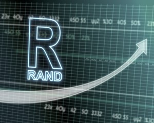 South Africa Rand sign on stock market graph