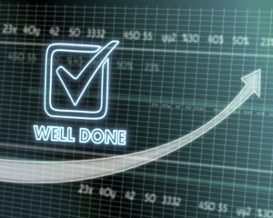 well done icon on stock market graph