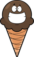 Grinning Cartoon Ice Cream Cone