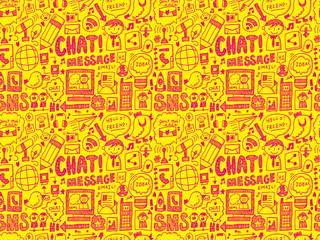 Obraz premium seamless doodle communication pattern