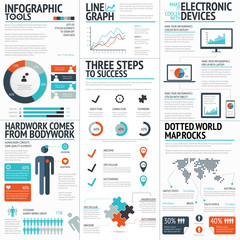Fototapeta na wymiar Big colorful set of infographic business elements in vector