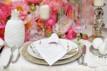 Table set for wedding reception