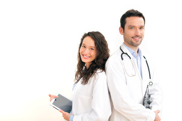 Portrait of a doctor with his nurse