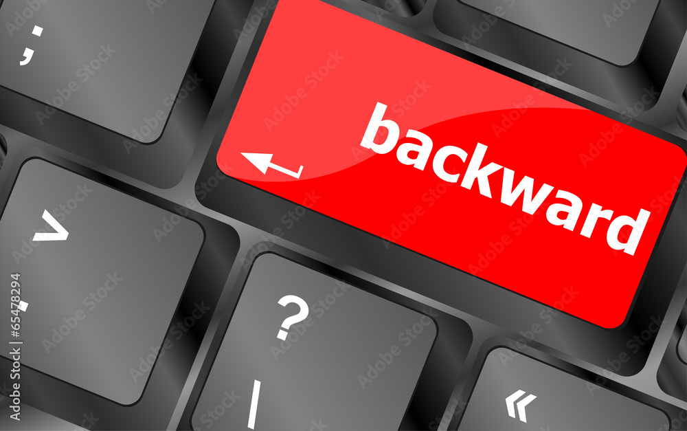 Poster backward word on computer keyboard key button