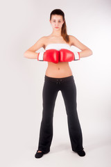 Portrait of female boxer