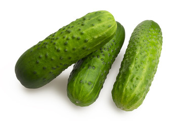 Three cucumber on white background