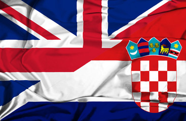 Waving flag of Croatia and UK