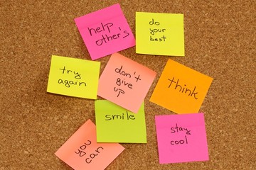 Notice board with sticky note pads