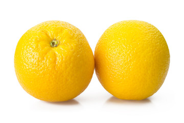 Two oranges on a white background