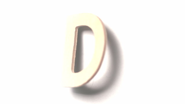 The letter d rising on white background