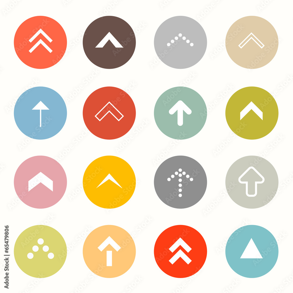Poster vector arrows set in circles isolated on white background