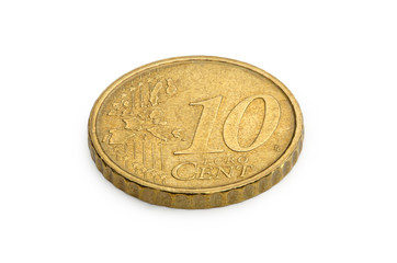 Ten euro cents coin isolated on white background