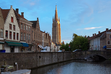 View on the Church of Our Lady in Bruges, Belgium