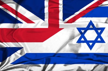 Waving flag of Israel and UK