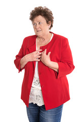 Seniorin: Portrait ältere Frau mit Bluthochdruck Symptome