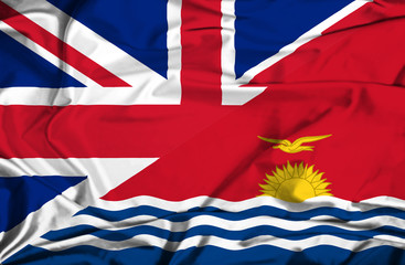 Waving flag of Kiribati and UK