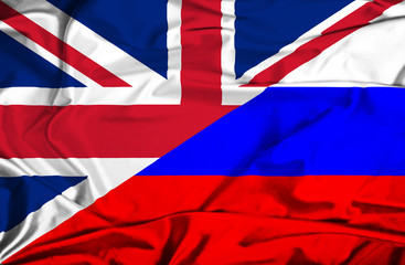 Waving flag of Russia and UK