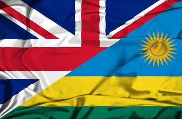 Waving flag of Rwanda and UK