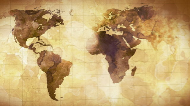 vintage grunge world map animation