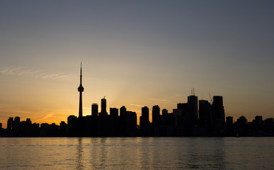 Fototapeta na wymiar Toronto Sunset Silhouette with copy space