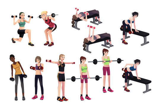 Women exercises with weights
